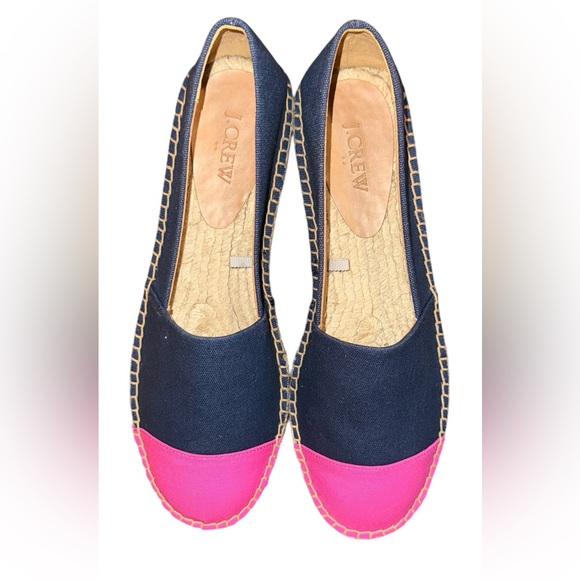 J. Crew NWOT Navy Blue and Pink Espadrille Flats Women’s Size 10 - Picture 6 of 8